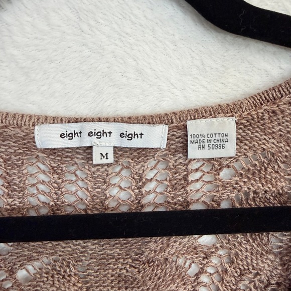 Eight Eight‎ Eight M Taupe Crochet Top Boho Summer Retro Y2K Grunge 100% Cotton - Picture 6 of 10